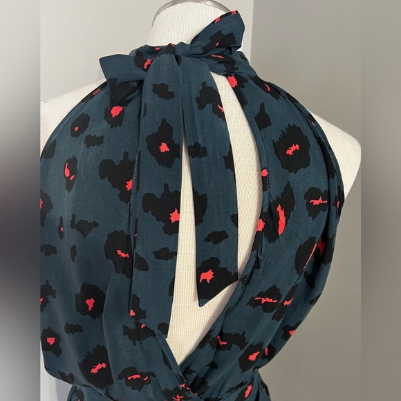 EUC Shein Sleeveless Halter Neck Ruffle Belt Dress 100% viscose size L - Picture 5 of 10